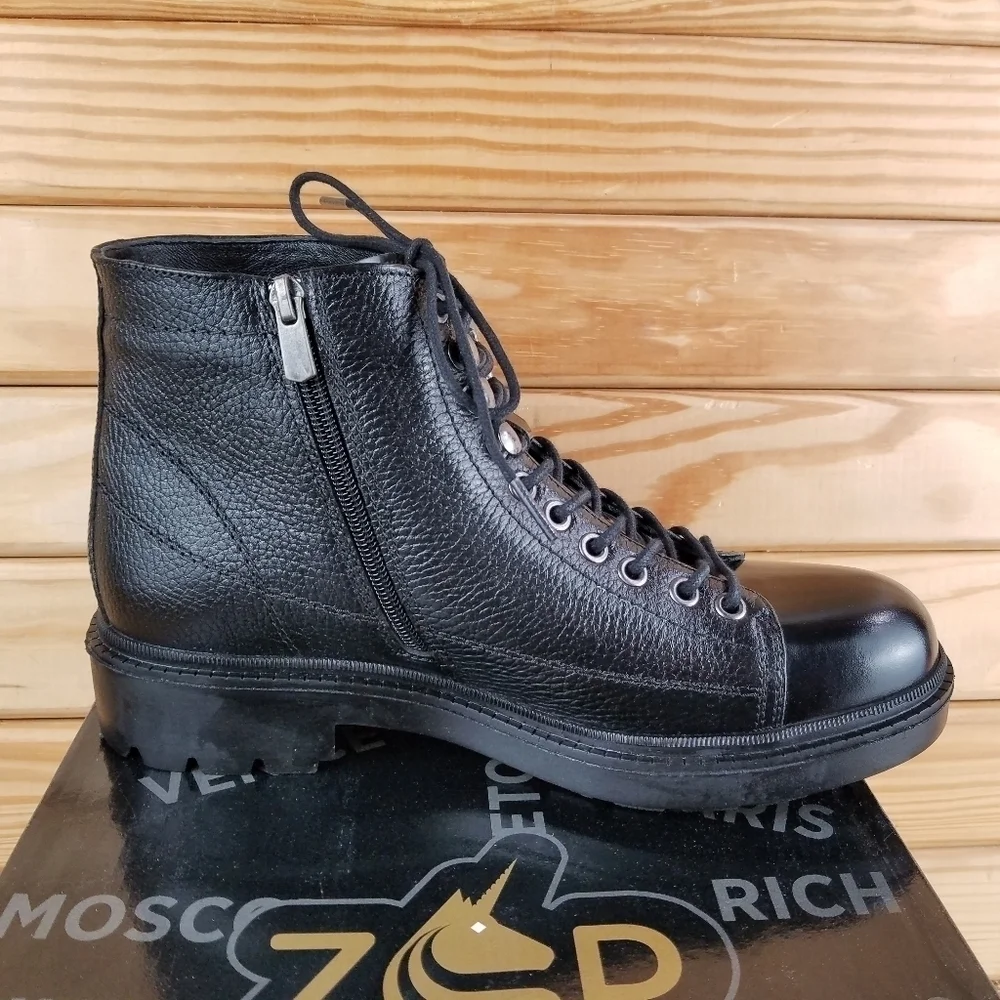 NEW Paul Branco Chukka Ankle Boots Genuine Leather Mens 8 Black Moto Grunge NIB